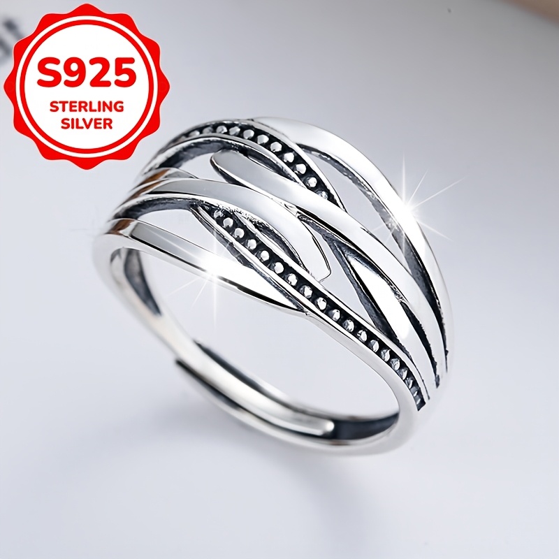 Women's Vintage Distressed Cross-Intertwined Ring, S925